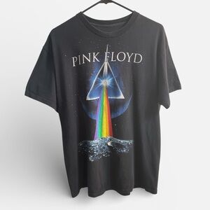 Pink Floyd Liquid Blue Prism T-Shirt Size L Black Graphic Tee Dark Side Style